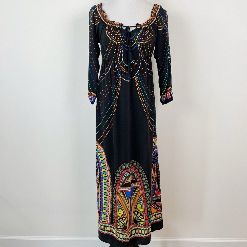 Flying Tomato Women Boho Indie Cottage Tribal Maxi Dress Medium Hippie Trad Wife